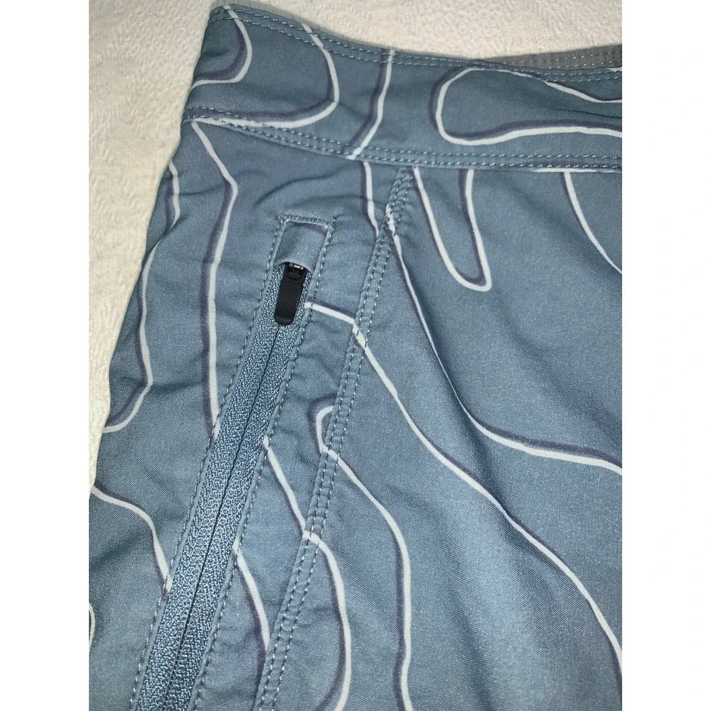 Florence Marine X Mens Blue Topographic Print Board Shorts Size 34 Swim Trunks